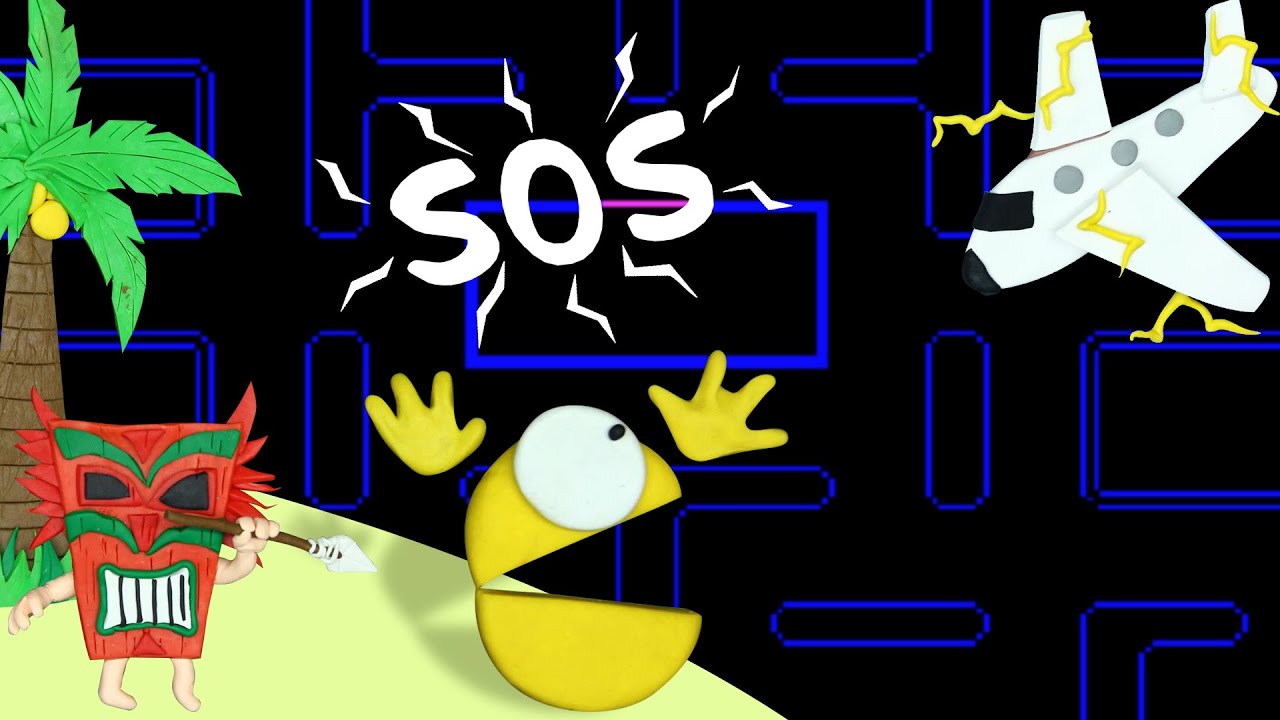 Pacman is lost on a desert island | Pacman Stop Motion Game
