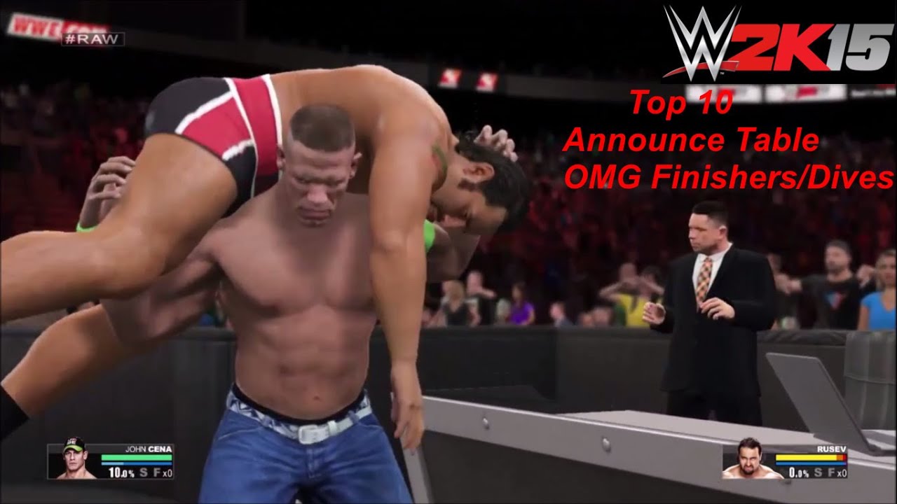 WWE 2K15 Top 10 Announce Table OMG Finishers/Dives!! (PS4/Next Gen)