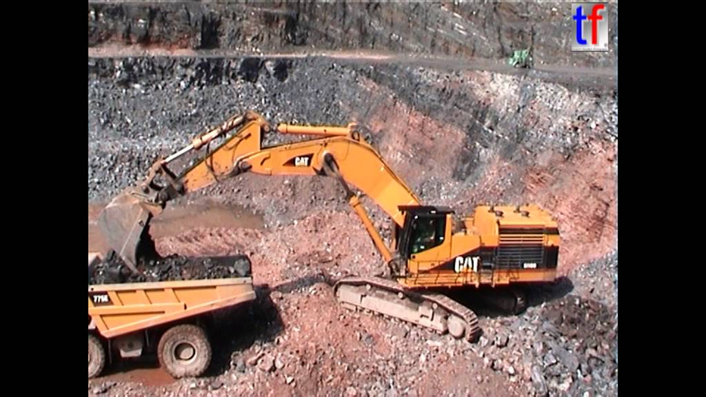 **GIANT** Caterpillar 5110B Ripping & Loading Calcite On A 775E, Germany, 2004.