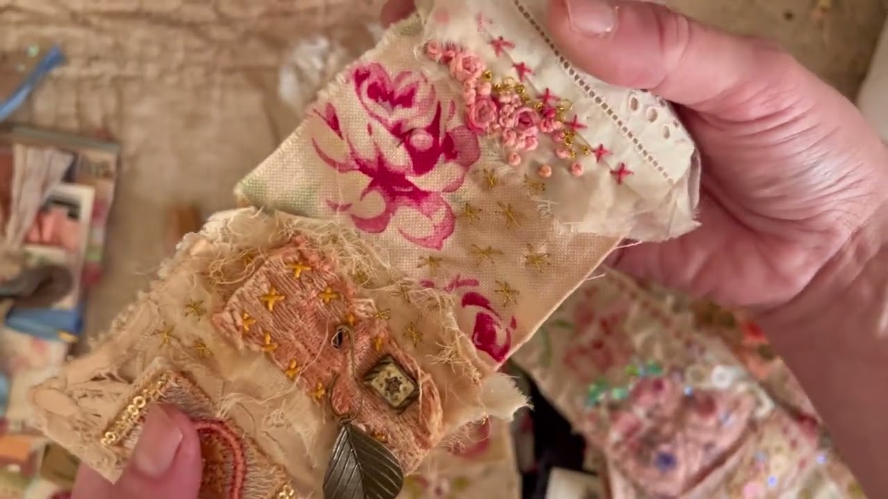 embroidered antique textural snippet rolls! and MORE! plus KITTENS!!