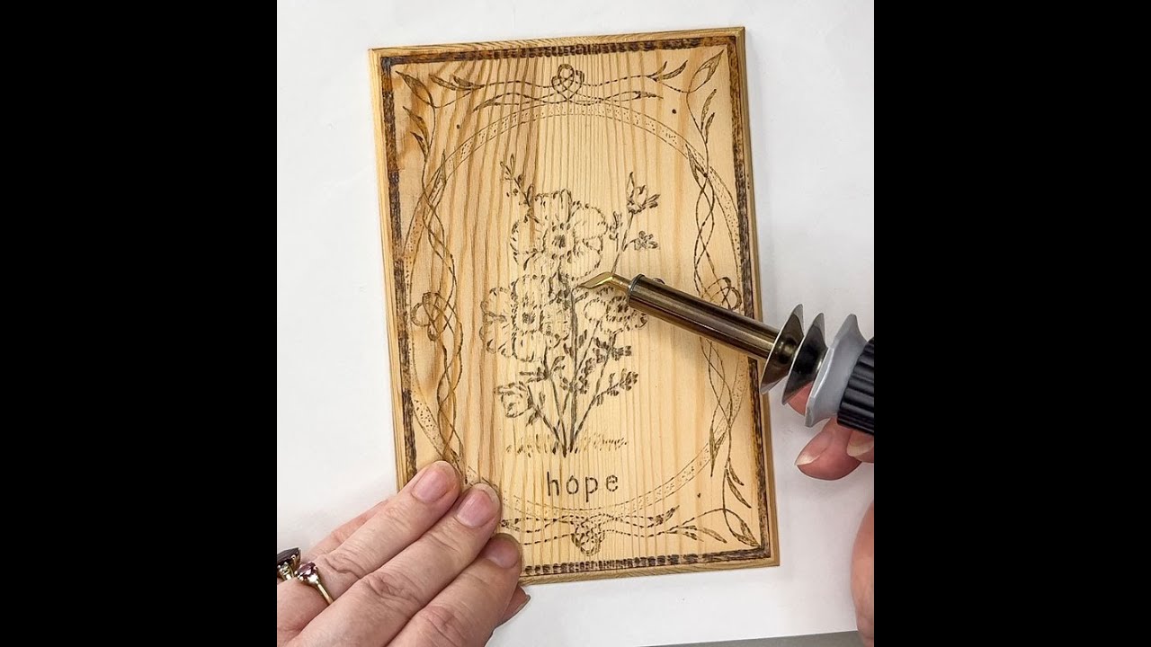 Wood-burning project: Anemone flowers on a small wooden plaque