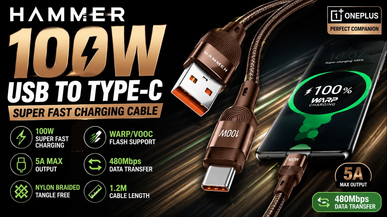 Unboxing HAMMER 100W Fast Charging Cable Best Budget 100W Charging Cable
