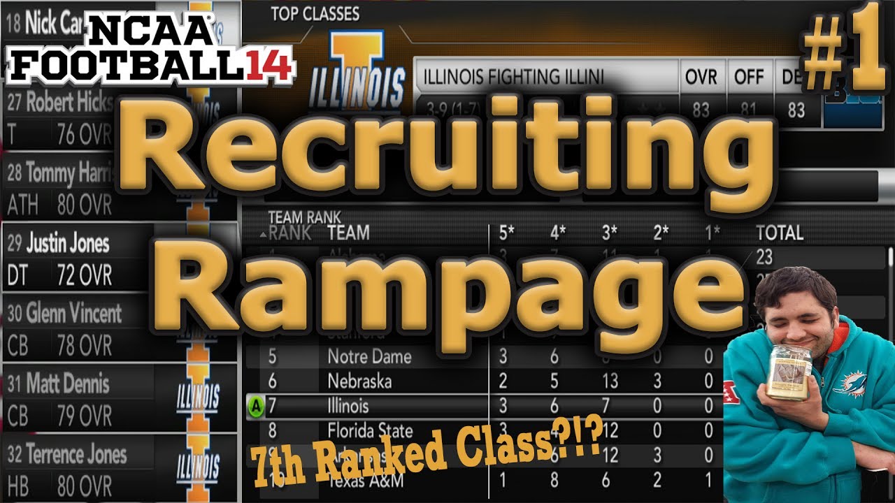NCAA Football 14 Recruiting Rampage Ep.1 | TOP 10 CLASS WITH ILLINOIS! (Inspired by Draft Wars)