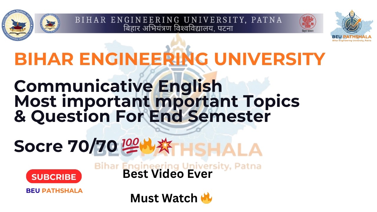 BEU Patna I Communicative English Most Important Topics & Questions For End Semester Exam | #beup...