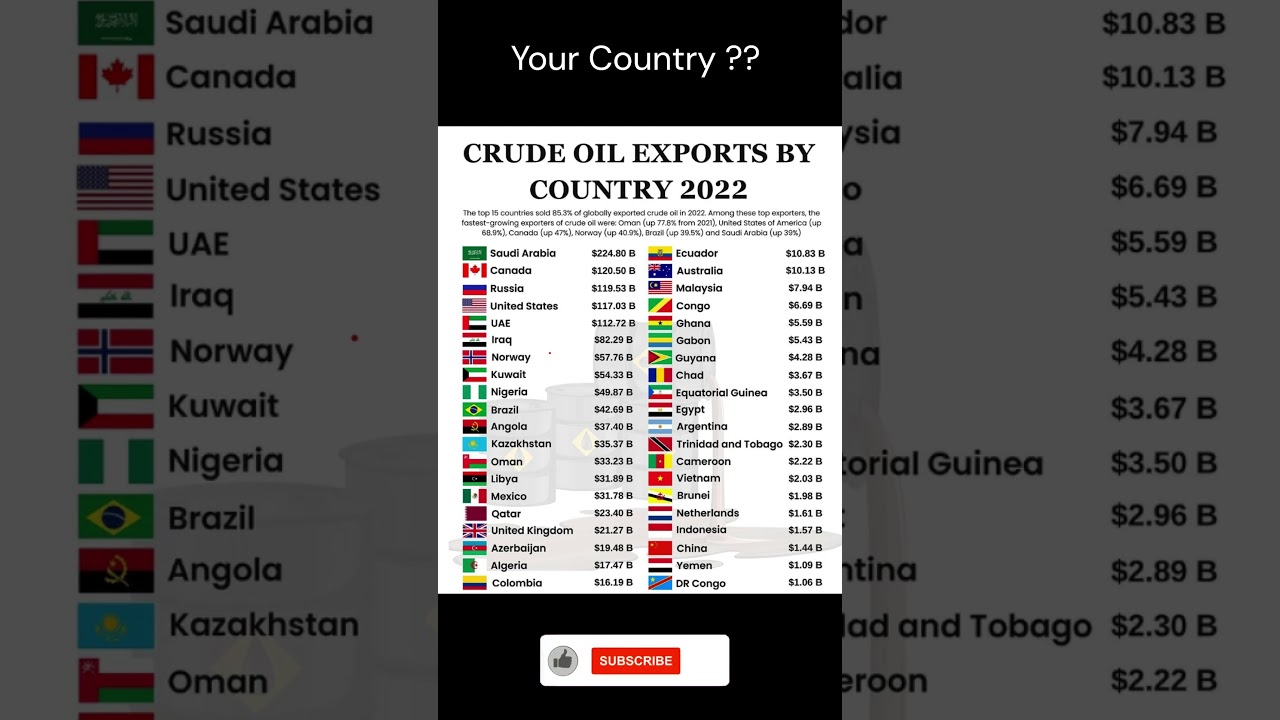 Crude Oil Exports By Country #shots #youtubeshorts #trending #facts #crudeoil #export #oil #saudia