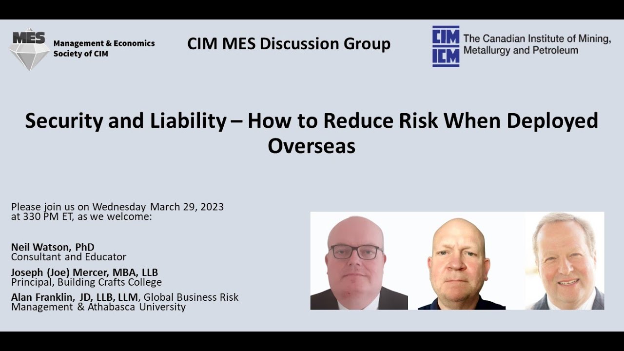 CIM MES Discussion Group, featuring Neil Watson, Joseph Mercer and Alan Franklin, Mar 29, 2023