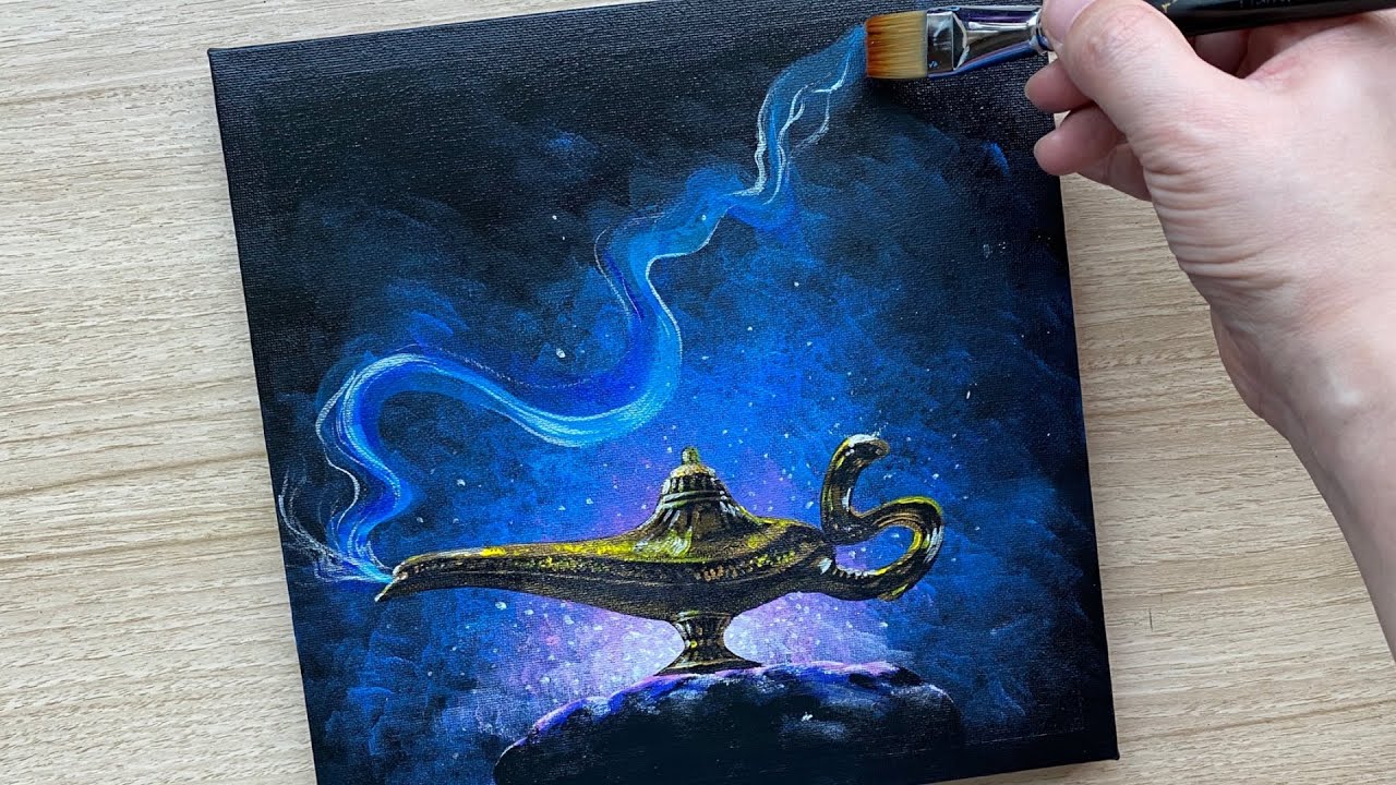 Aladin Magic Lamp Acrylic Painting / step by step / Daily Challenge #81