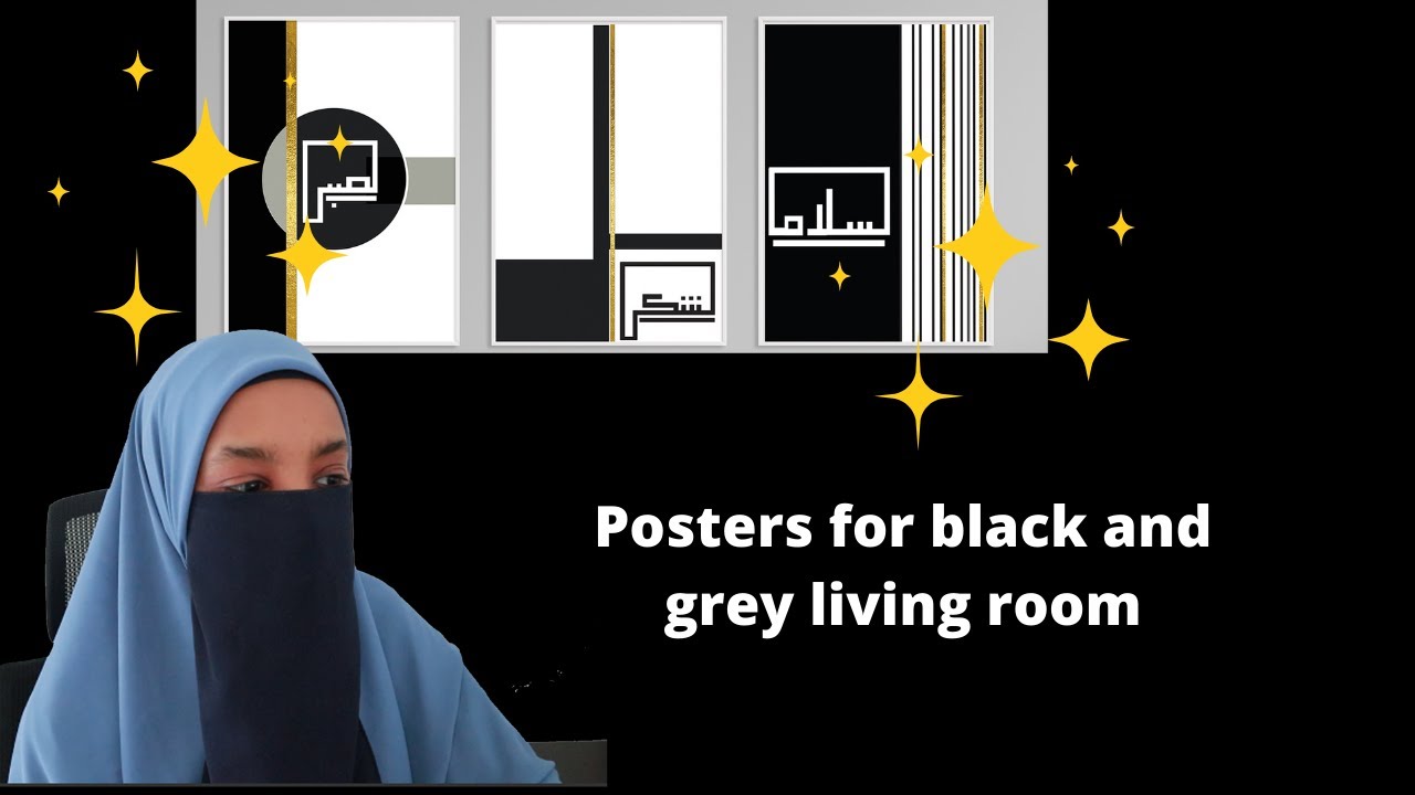 3 Posters for black and grey living room | Arabic calligraphy