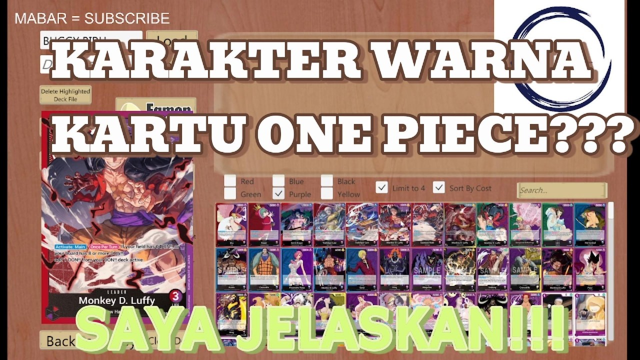 PENJELASAN KARAKTER WARNA TIAP KARTU ONE PIECE