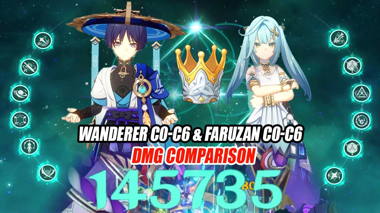 Wanderer C0-C6 & Faruzan C0-C6 DMG Comparison - 145k DMG Multi Hit Showcase
