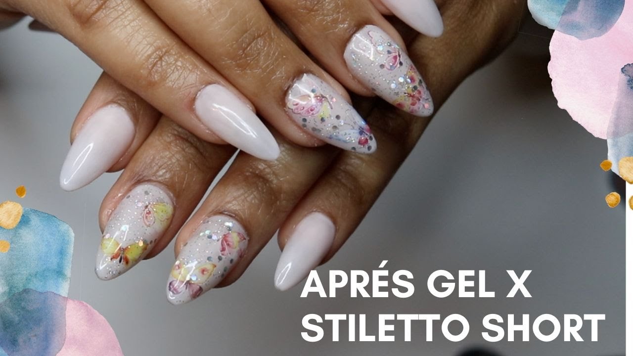 How to Apres Gel X Short Stiletto :Butterfly Decals