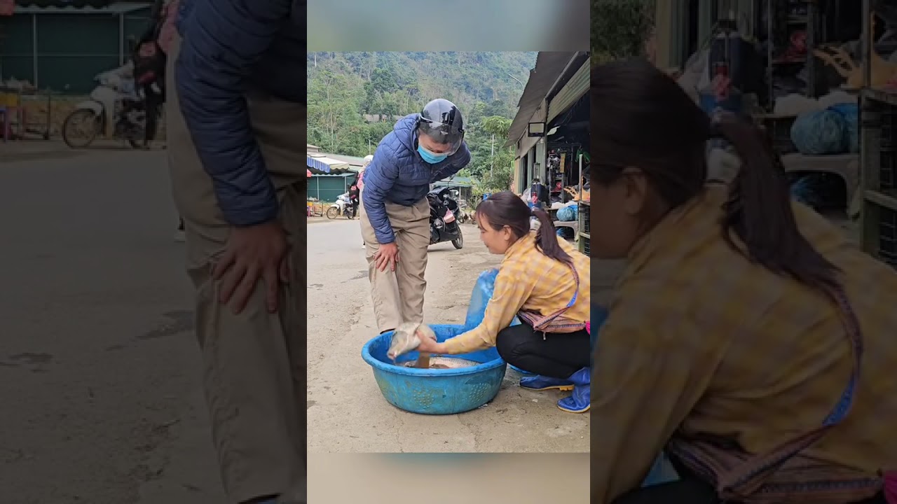 Cleaning up around the new house - Traditional fishing skills for selling at the market. 
