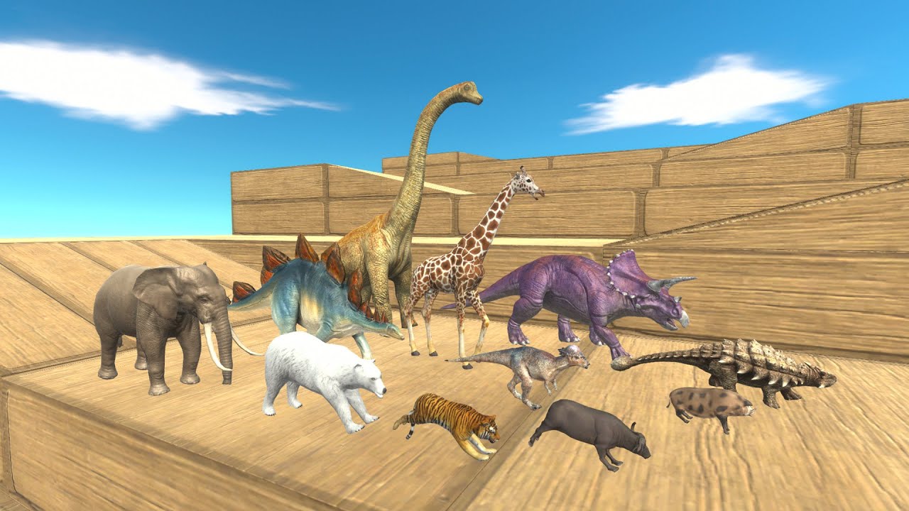 Speed Race Herbivore Dinosaurs vs Animals Giant Stairs Tournament - Animal Revolt Battle Simulator