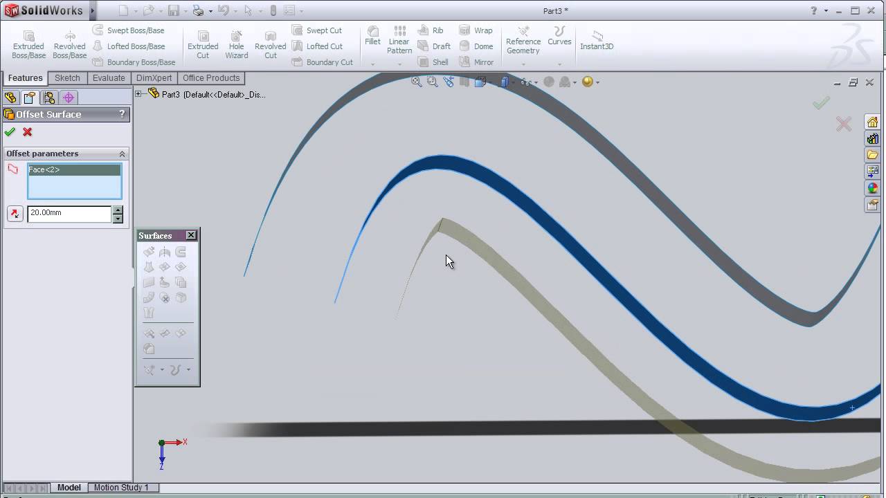 12- УЧЕБНОЕ ПОСОБИЕ SolidWorks Surface: СМЕЩЕНИЕ