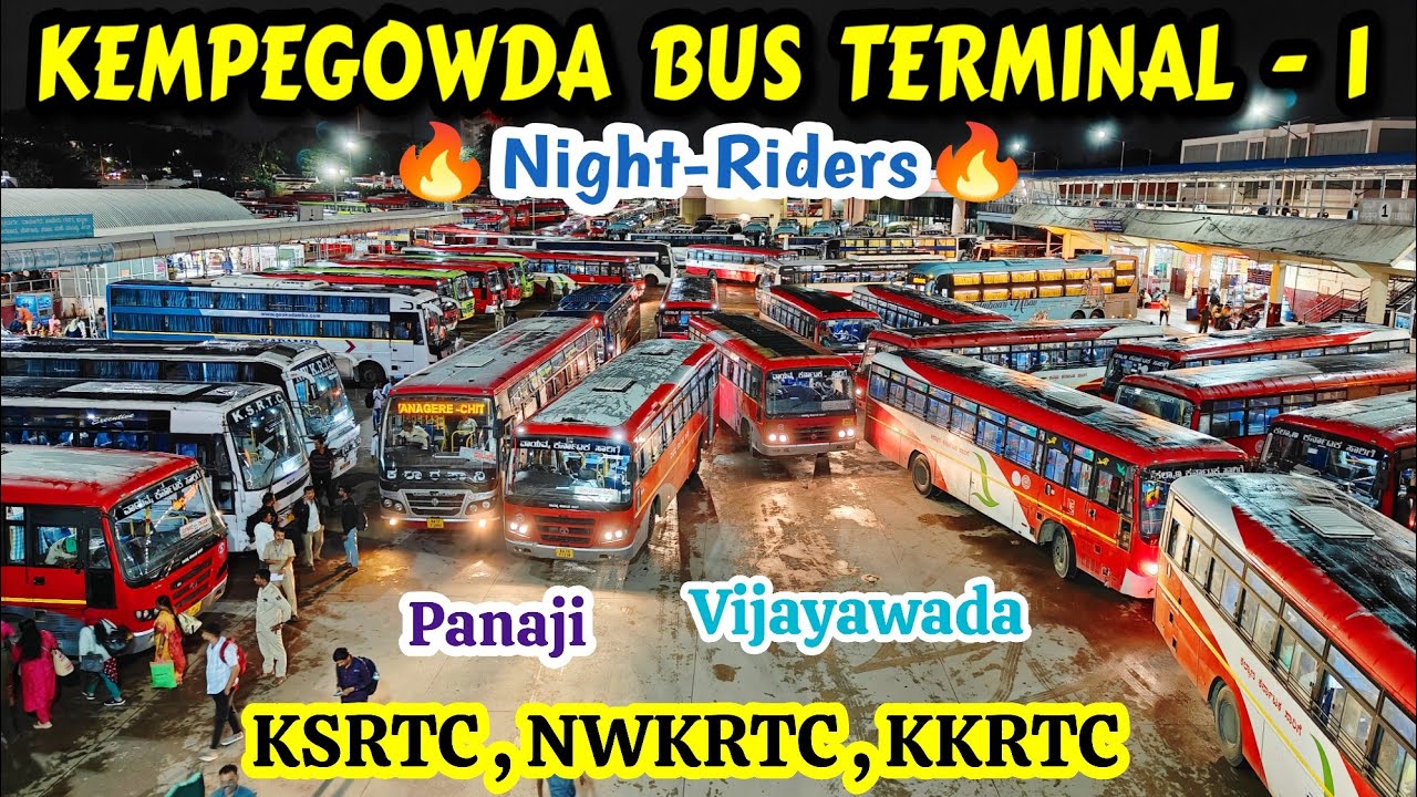 Night-Riders🔥 KEMPEGOWDA BUS TERMINAL - 1 #bus #bussid #vlog #travel #trending #ksrtc #volvo #goa 