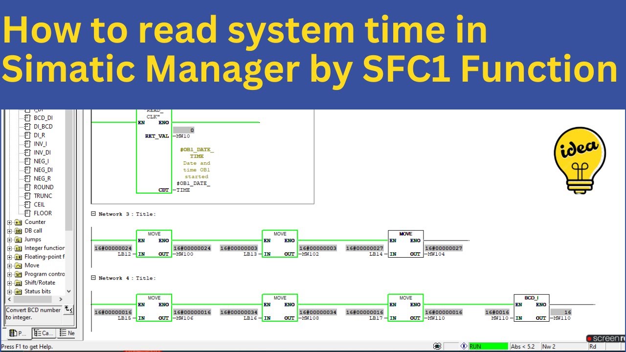 Как прочитать системное время в Simatic Manager с помощью функции SFC1