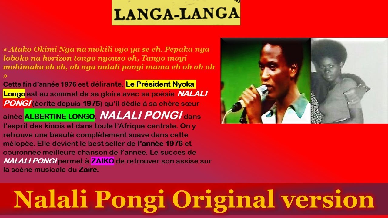 Nalali Pongi 1ère&2ème original version The Best Seller of Nyoka Longo & Orchestre Zaïko Langa Langa