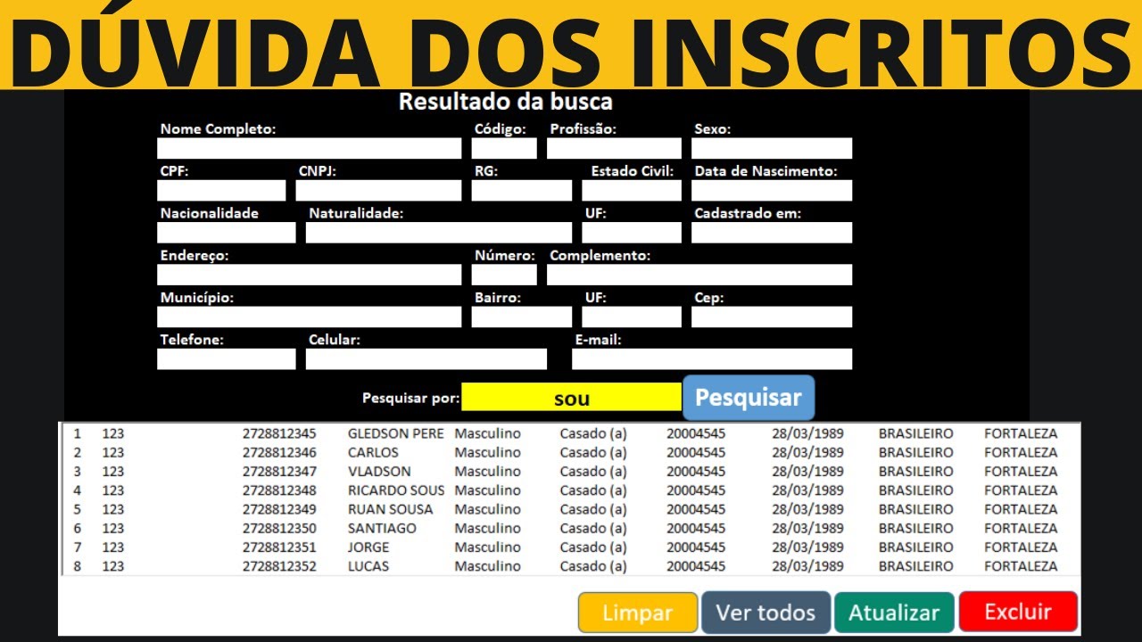 Pesquisar em Listbox Por parte do Nome em Planilha Excel | Pesquisar Exato, Pesquisar Texto Contem