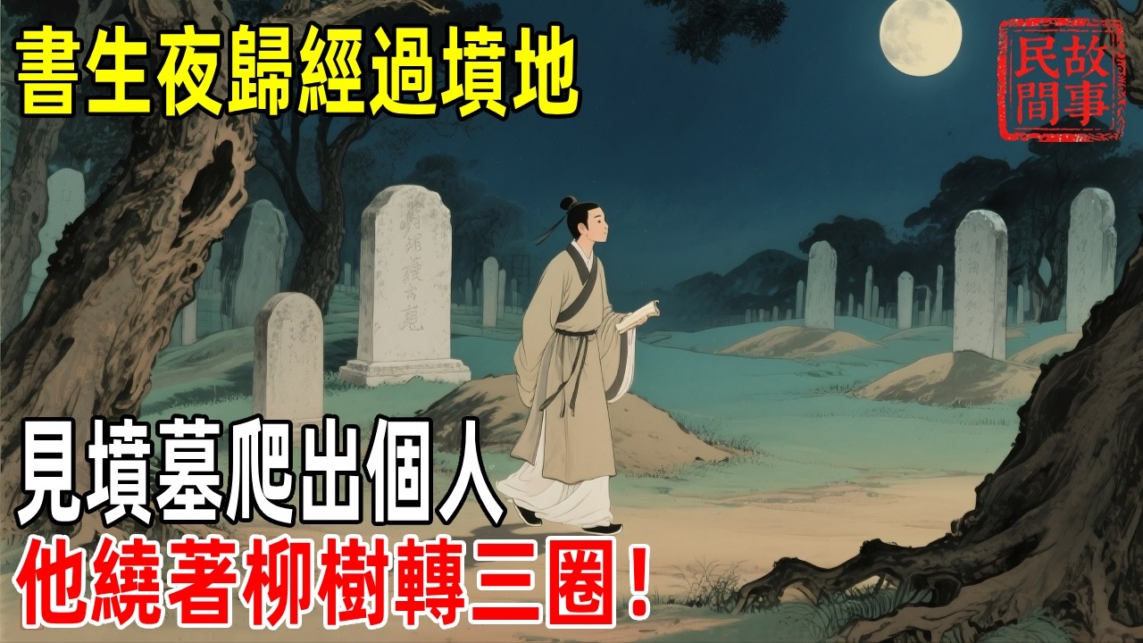 書生夜歸經過墳地，見墳墓爬出個人，他繞著柳樹轉三圈！【壓箱底的舊事】#故事#民间故事#故事会#民間故事#故事會#温馨故事#民间传统故事