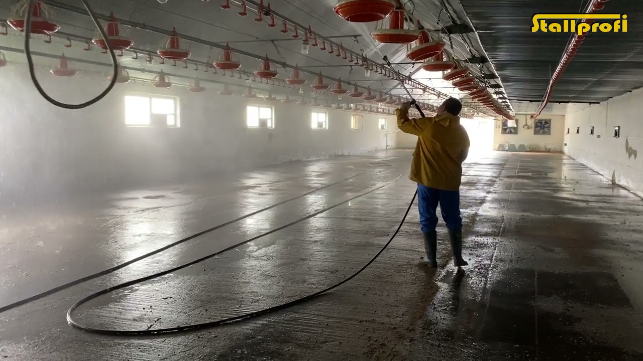 Baromfi istálló mosás Stadiko magasnyomású mosóval