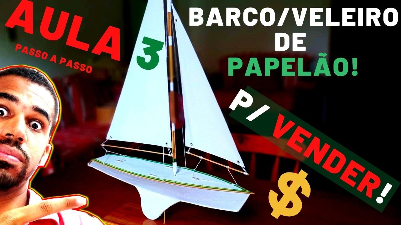 Como fazer um Barco Veleiro de Papel&atilde;o F&aacute;cil para vender Aula 3 Engomando tecido da Vela