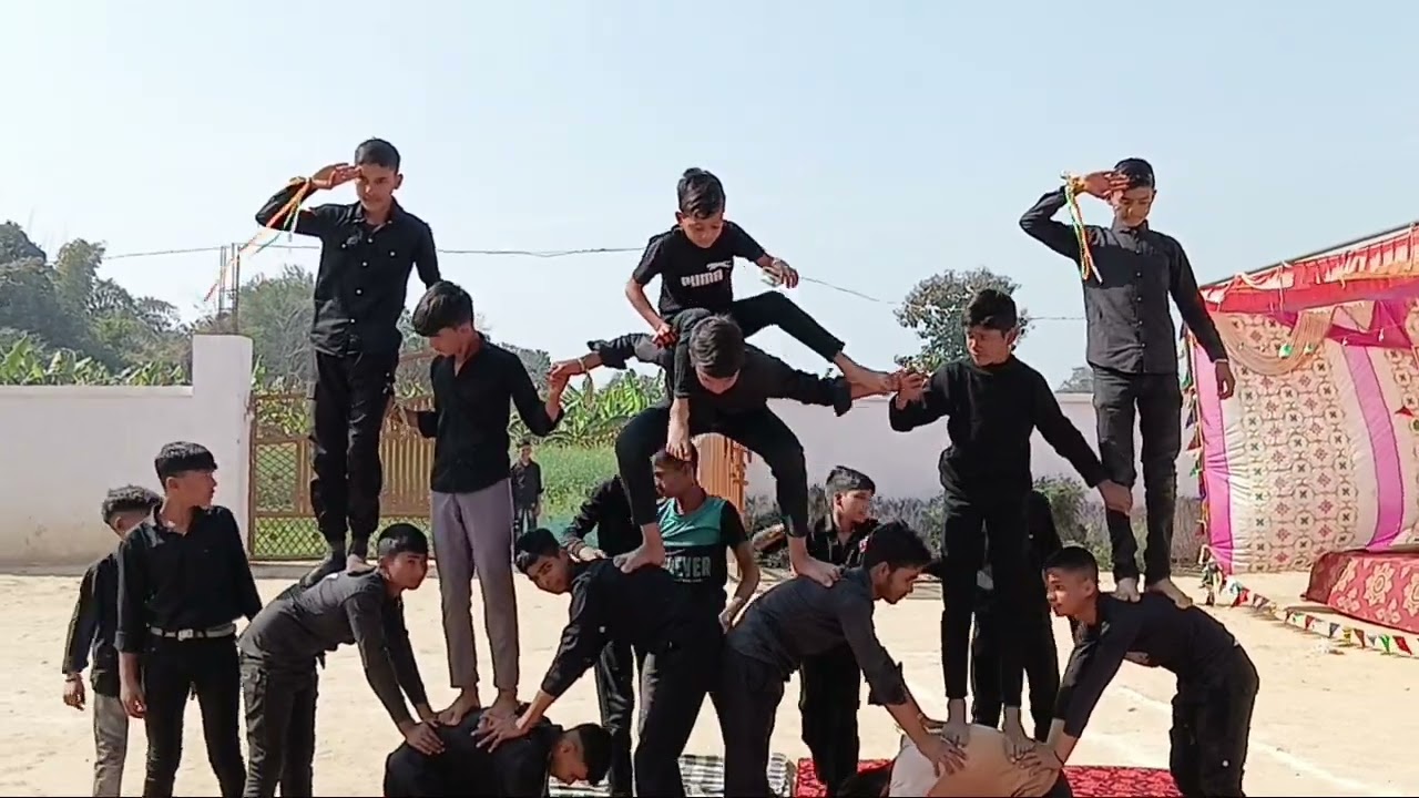 Pyramid made by boy's group,on the occasion of Republic day On sultan song