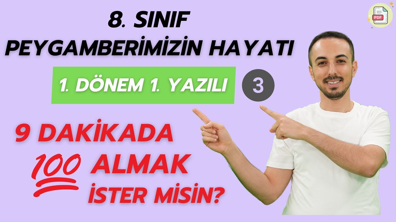 8. Sınıf Peygamberimizin Hayatı 1. Dönem 1. Yazılı (3)