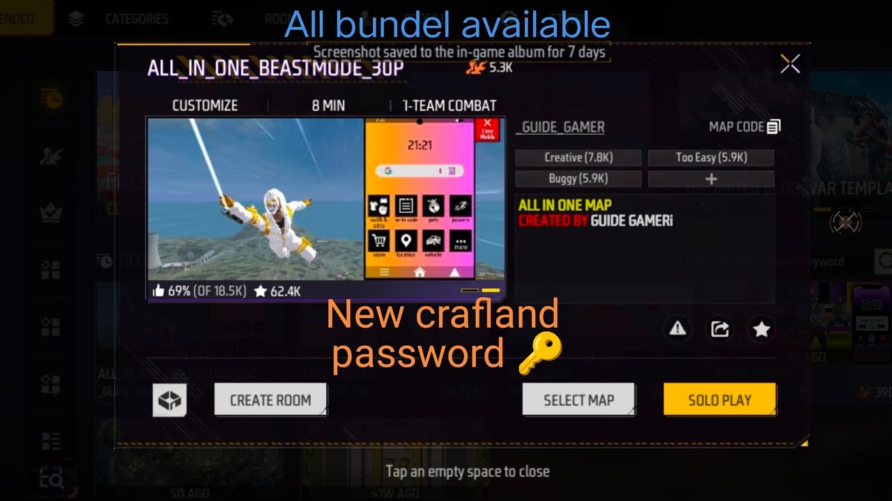 New crafland password 🔑 all in one bundle emote 