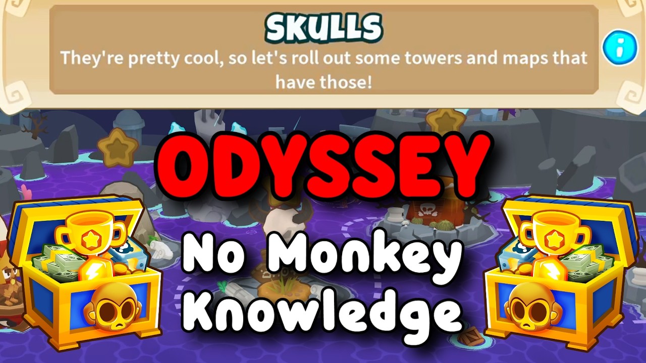 BTD6 Odyssey | No Monkey Knowledge Guide | Hard Mode Tutorial | Skulls