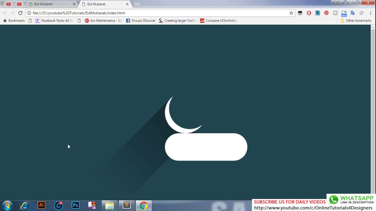 Eid Mubarak - Pure Html Css Design - Css3 Moving Background Animation - Tutorials