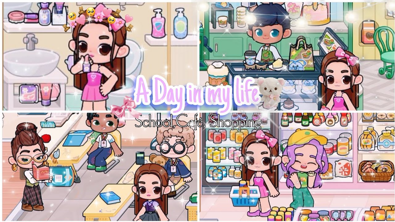 🎀A Day in my life: 🏫School, Café, Shopping#avatarworld#gameworld #kawaiiworld2023#tocaboca#indonesia