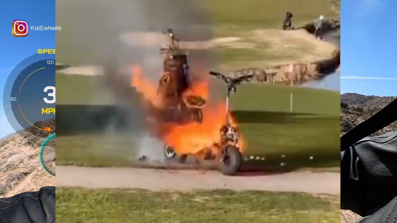Electric Scooter catches Fire on a Golf Course