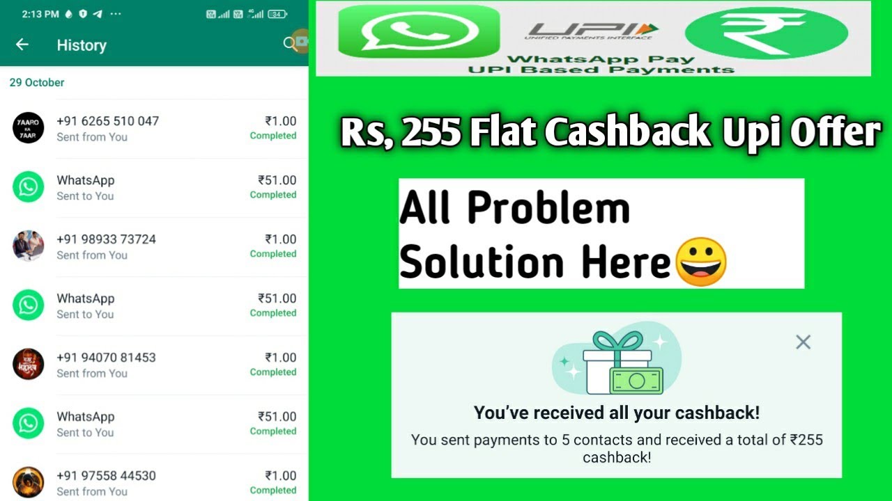 Flat Rs, 255 Per Account WhatsApp Upi Offer Launched Today | All Problem solution here | New Loot