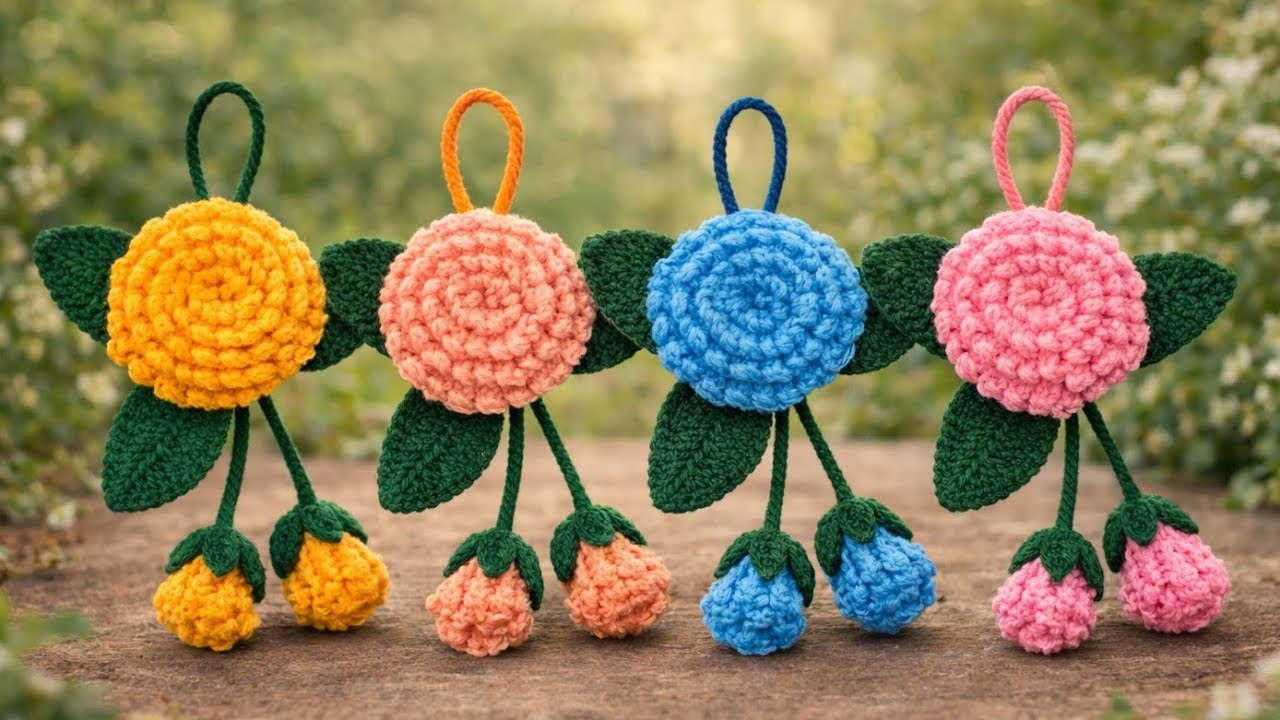 How to Crochet a Beautiful Flower Keychain | Step by Step