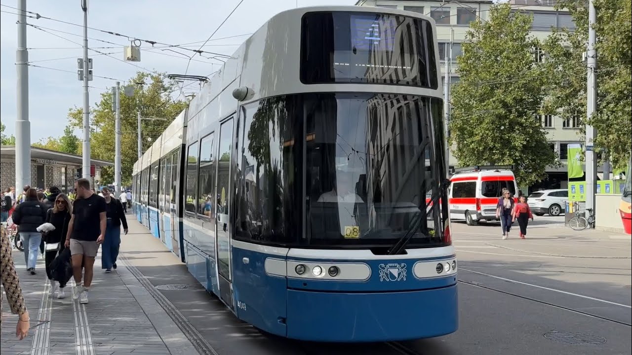 BY TRAM TO LAKE ZURICH! Riding the fast VBZ Flexity Tram from Stadelhofen to Tiefenbrunnen
