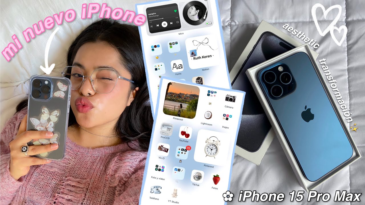 ¿QUE HAY EN MI ✨IPHONE 15 PRO MAX✨? + unboxing, nuevas apps, transformación aesthetic🎀