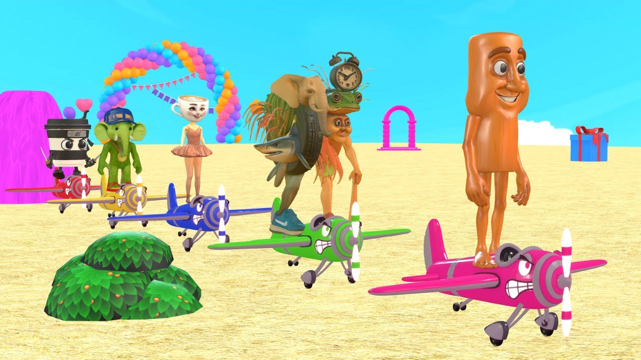 Long Slide Game With Cow Elephant Gorilla Hippopotamus Tiger 3d Animal Game Funny 3d Animals