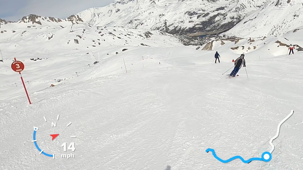 32MPH Ski POV: Tignes Red Runs Le Mur & Meries + Blue Lac | GoPro HD Skiing April 2023