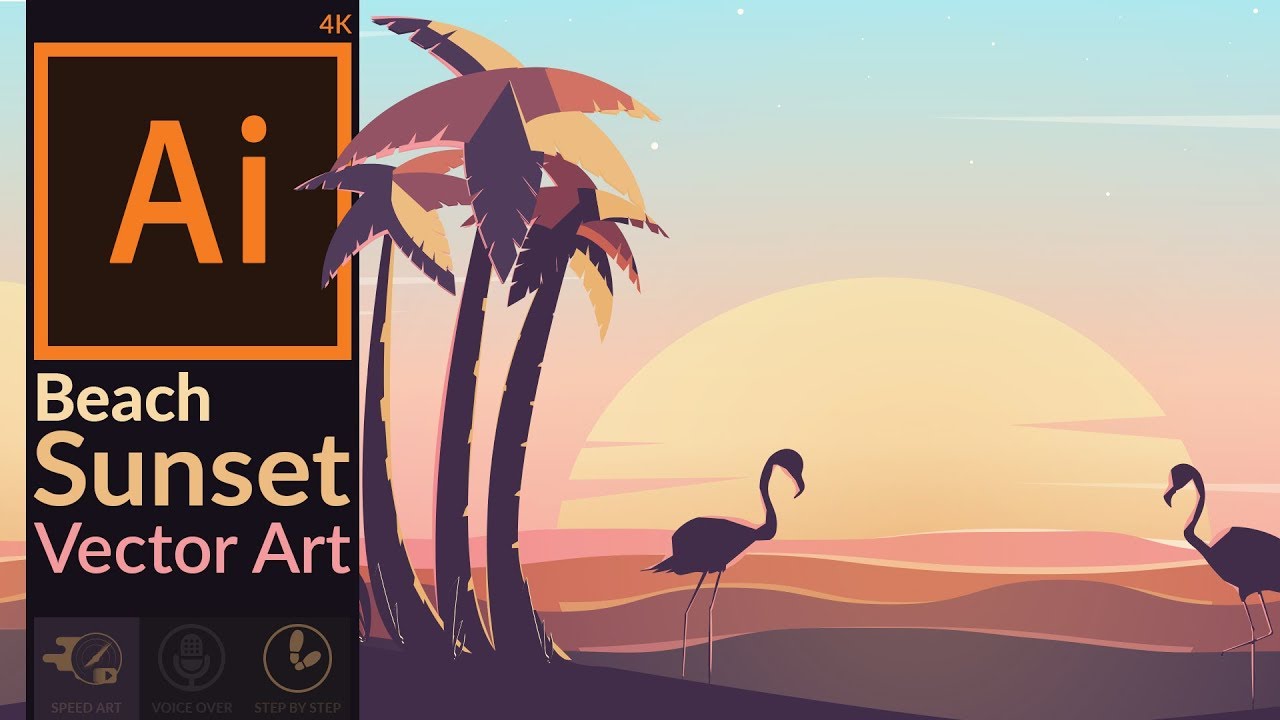 Sunset Scenery Artwork in Adobe Illustrator