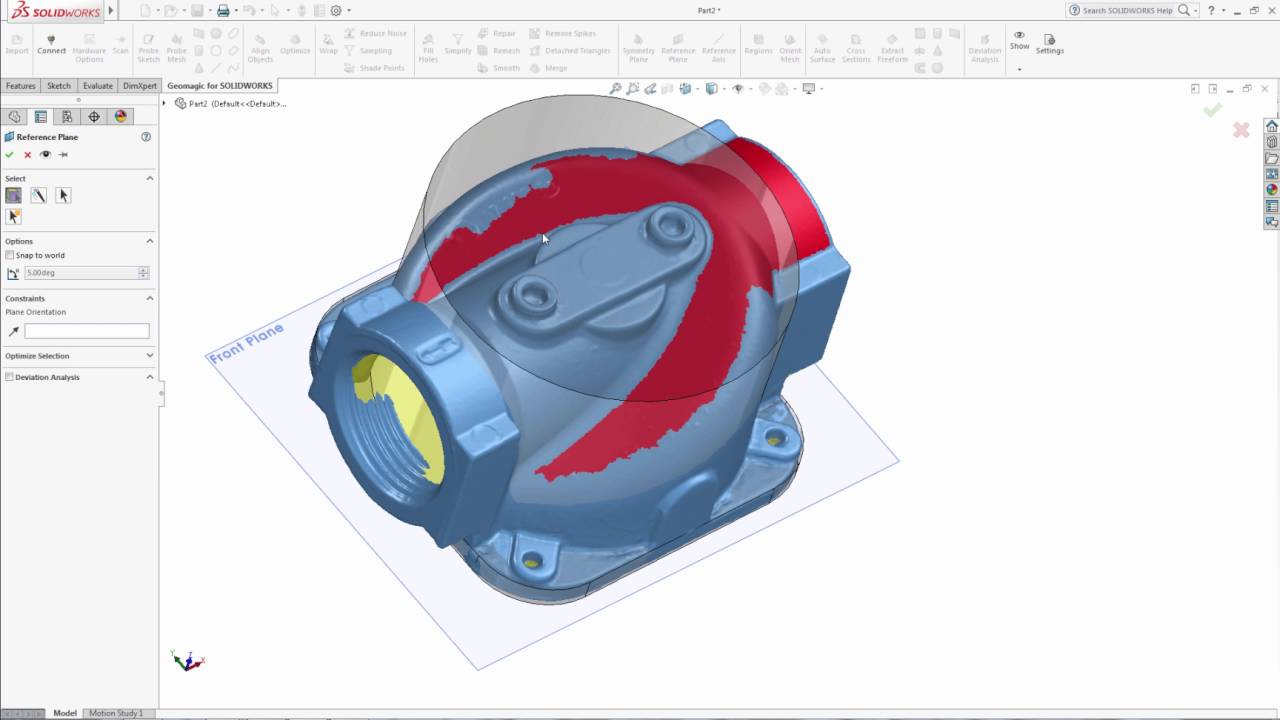 Geomagic for SOLIDWORKS 3D mesh to solid model of a gas valve