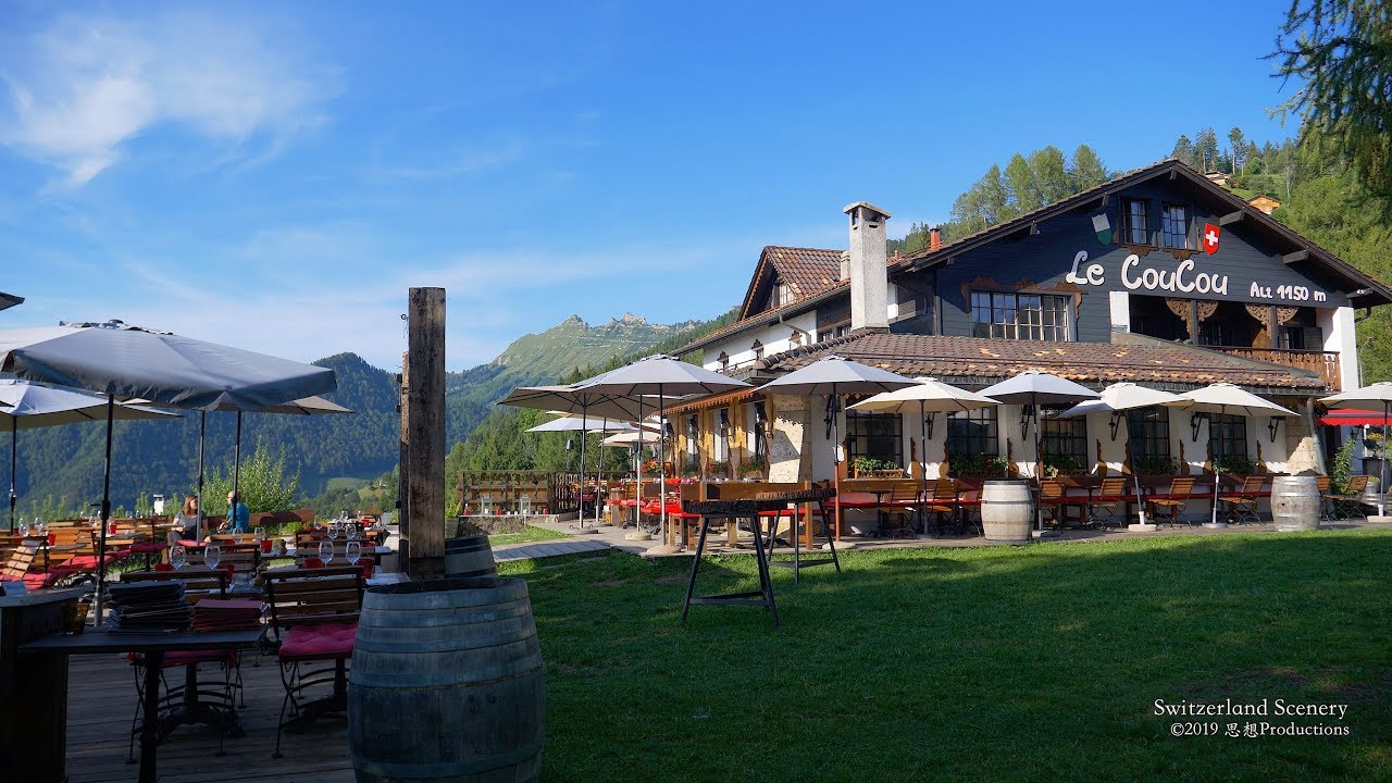 4K Le CouCou Caux/Montreux Vaud SWITZERLAND アルプス山脈