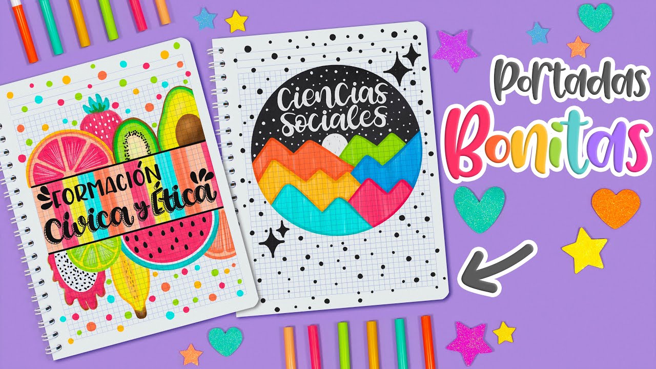Cómo hacer PORTADAS BONITAS COLORIDAS para tus materias - REGRESO A CLASES