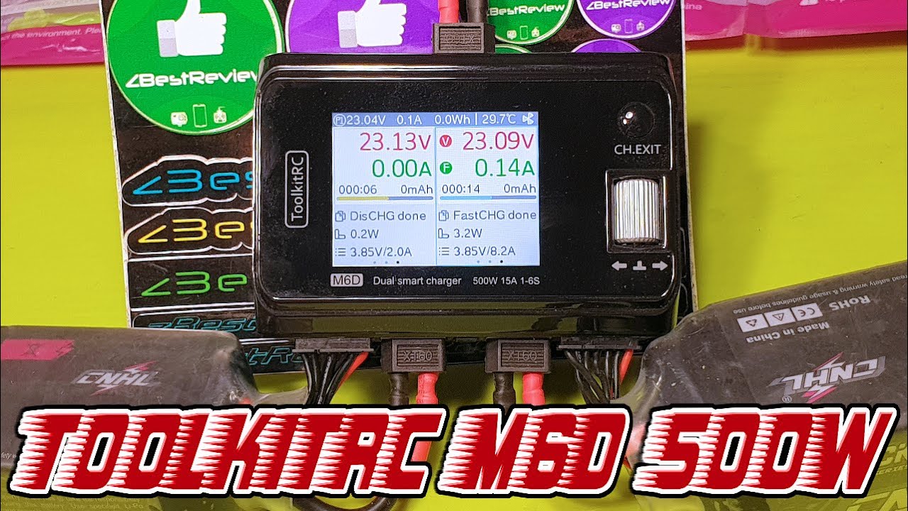 ✅ Компактная Двухпортовая Зарядка для Аккумуляторов ToolkitRC M6D 500W 15A 1-6S! 🔥