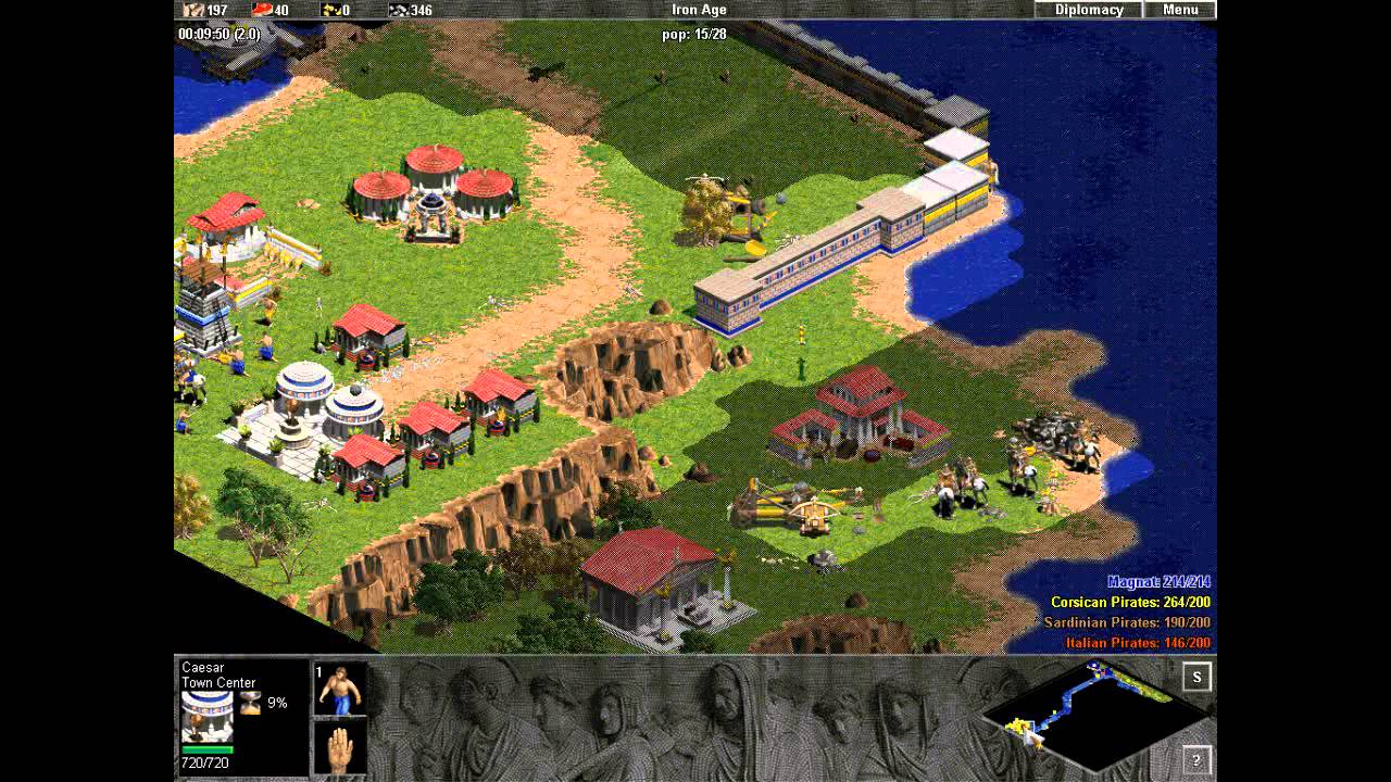 Ave Caesar. mission 1. Caesar vs Pirates. Video 2 - Crazy start. Age of Empires.