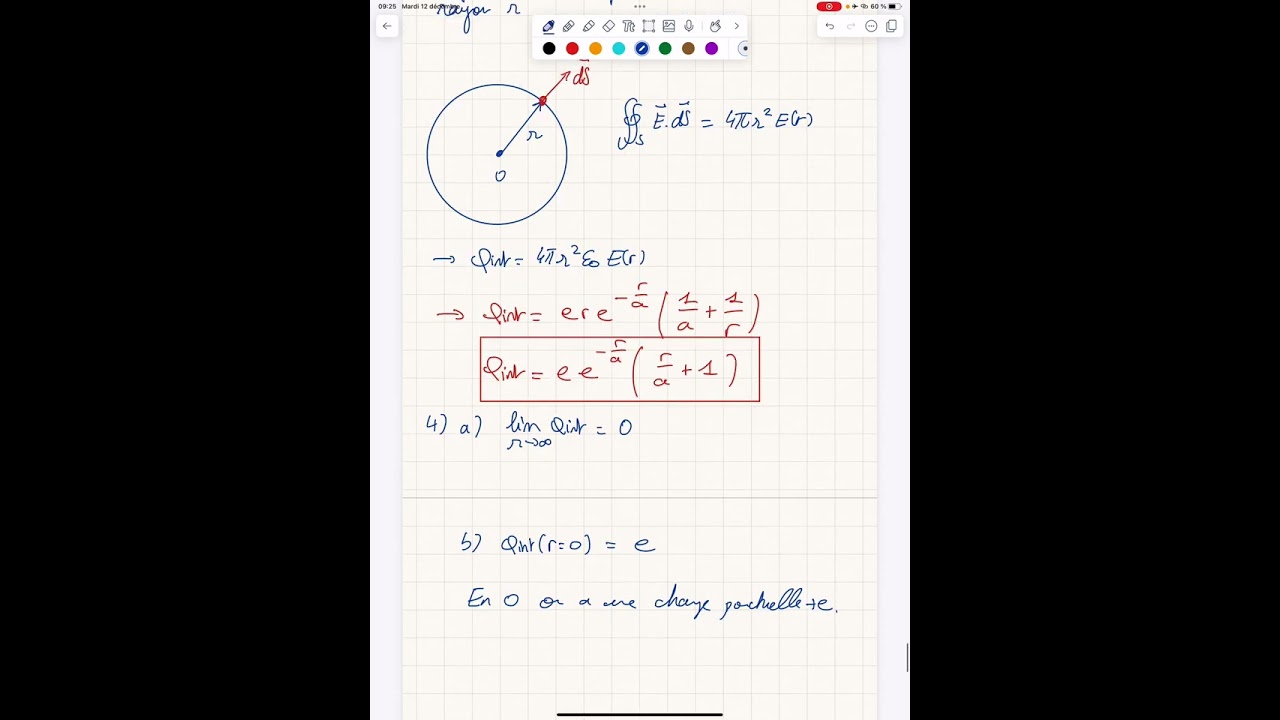Vid&eacute;o de correction exercice &eacute;lectrostatique : potentiel de Yukawa