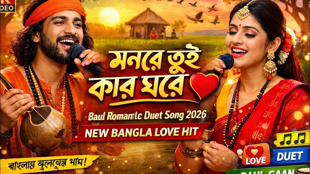 মনরে তুই কার ঘরে ❤️ | Baul Romantic Duet Song 2026 | New Bangla Baul Gaan | Heart Touching Love Song