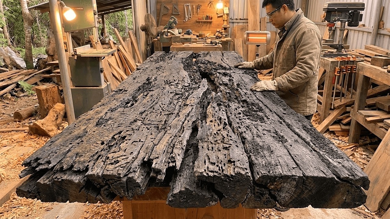 Incredibly Satisfying: 75-Year-Old Craftsman Transforms Old Wood into a Stunning Luxury Piece