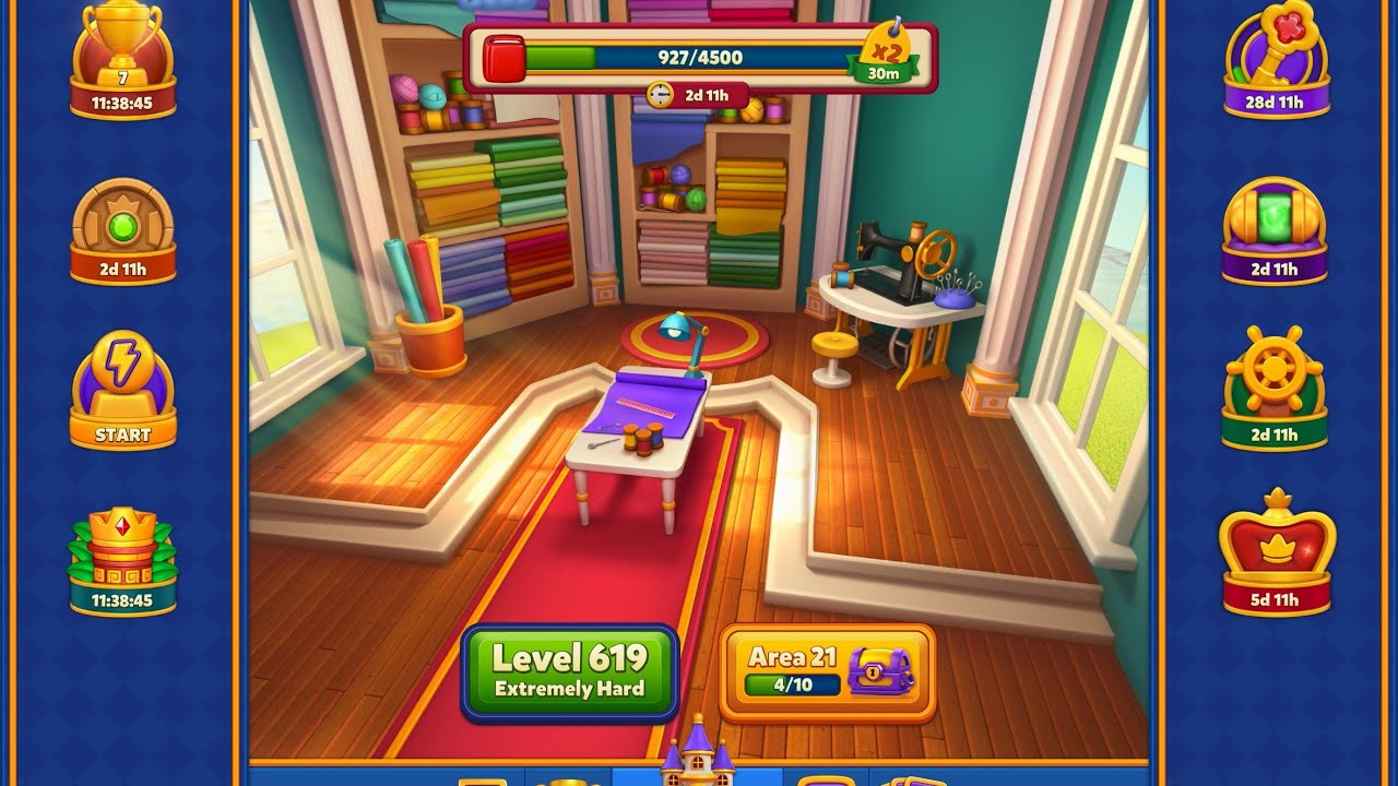 Royal Match Tutorial | Levels 619-630 First Try | 110K coins reached.