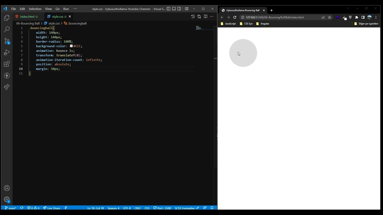 HTML CSS Projeleri-Bouncing Ball Yapımı (Zıplayan Top)
