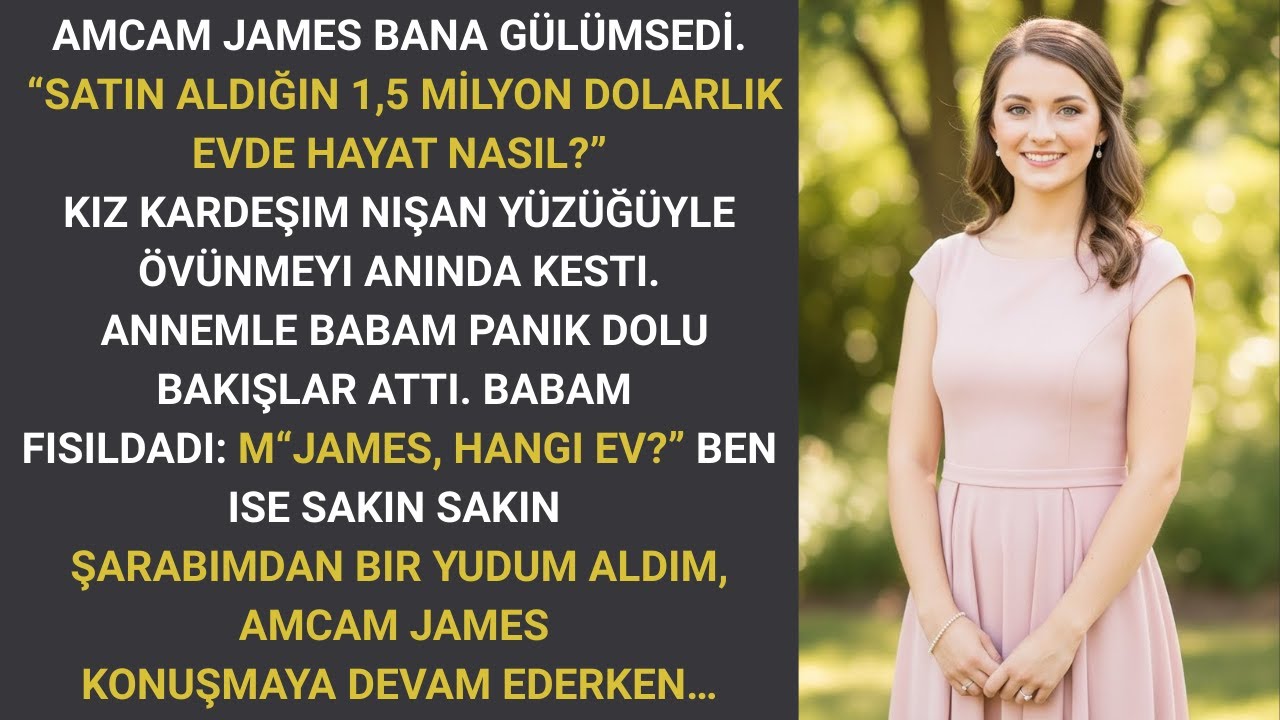 Ablamın nişan partisinde, James amcam sahip olduğunuz 1,5 milyon dolarlık ev hakkında soru sordu...